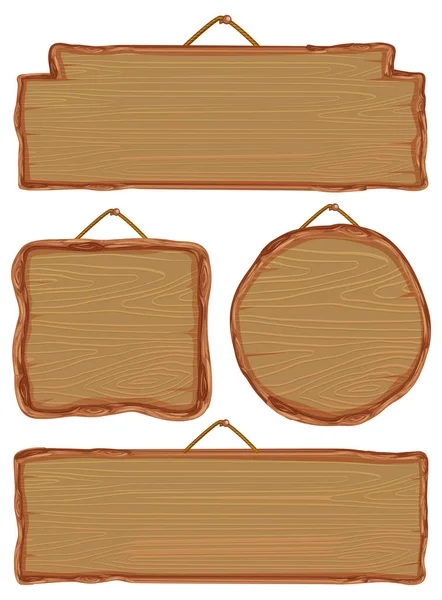 一套不同的木制标牌插图 — 图库矢量图片