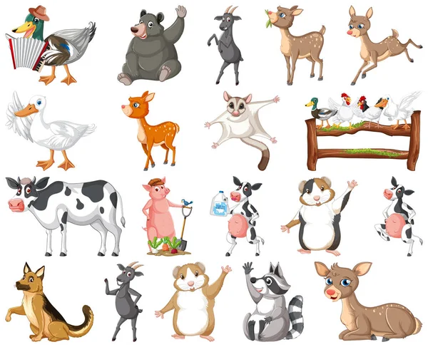 Set Von Verschiedenen Kindern Der Tiere Illustration — Stockvektor