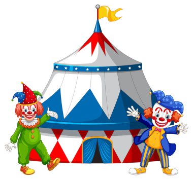 Sirk çadırının önündeki palyaço.
