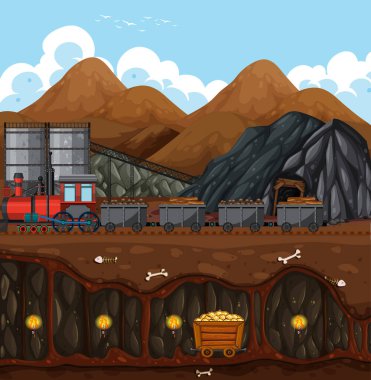 Buharlı lokomotif tren resimli açık hava sahnesi