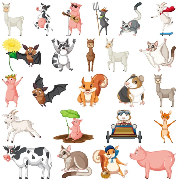 Set Different Kids Animals Illustration — Stock Vector