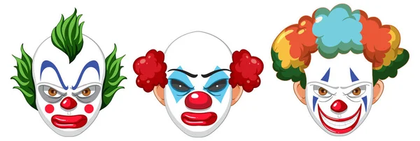 Set Clown Espressione Facciale Illustrazione — Vettoriale Stock