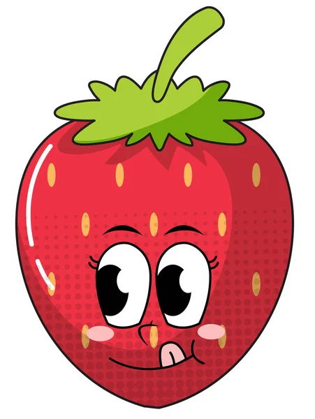 Jordbær Tegneserie Karakter Hvid Baggrund Illustration – Stock-vektor