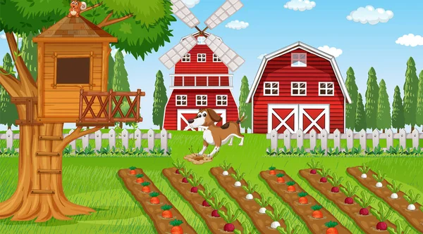 Serie Diversi Animali Domestici Nell Illustrazione Dell Azienda Agricola — Vettoriale Stock