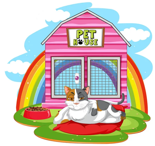 Cat Cat House Illustration — Stock Vector