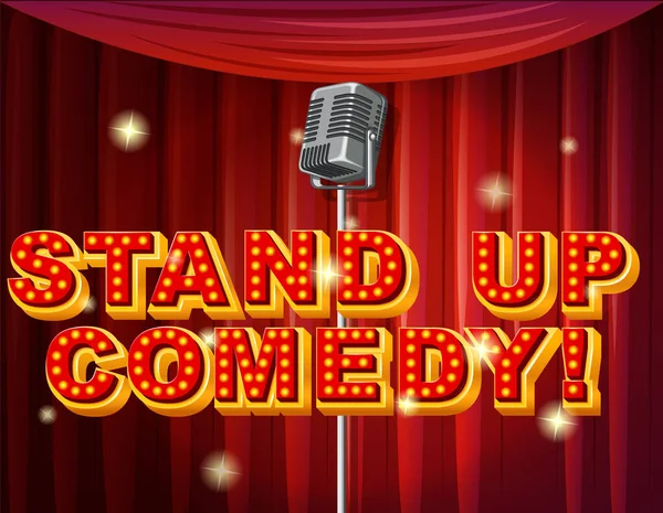 Logo Stand Comedy Con Illustrazione Microfono — Vettoriale Stock
