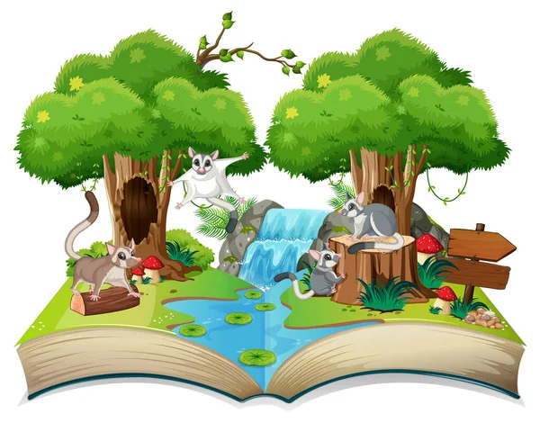 Libro Con Planeadores Azúcar Parque Ilustración — Vector de stock