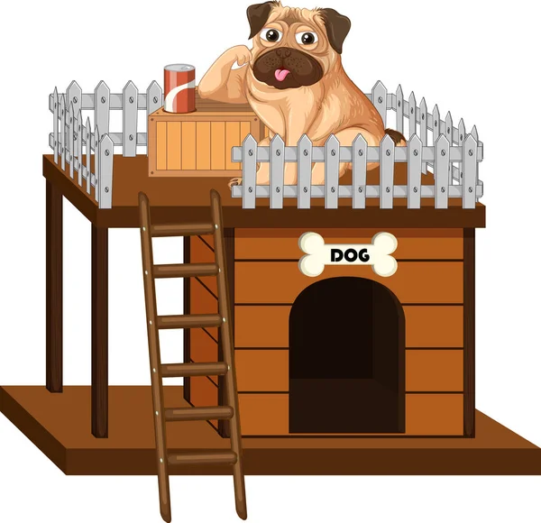 Dog Doghouse Made Wood Illustration — Stock Vector