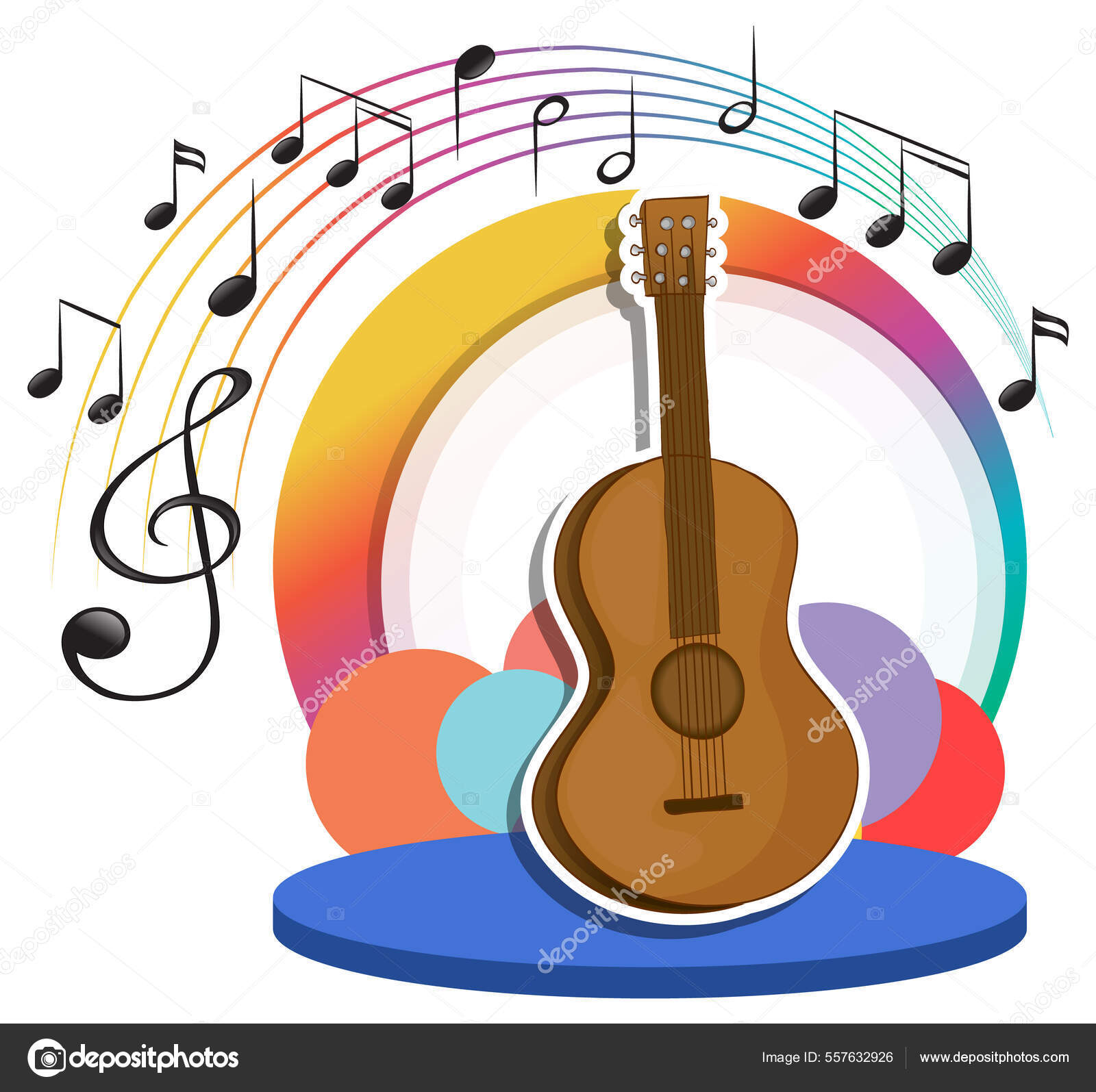 Guitarra Con Música Símbolo Melodía Ilustración Dibujos Animados vector,  gráfico vectorial © interactimages imagen #557632926