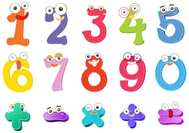 Matematik sembolleriyle 0 'dan 9' a