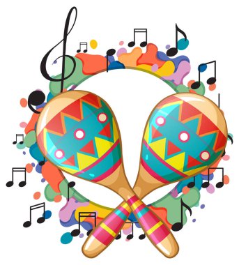 Beyaz arkaplan illüstrasyonunda marakas aracı