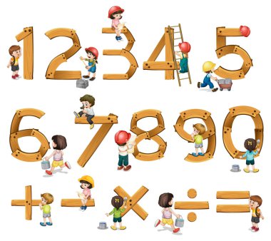Matematik sembolleriyle 0 'dan 9' a