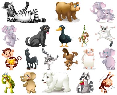 Hayvan karikatür karakter resimde kümesi