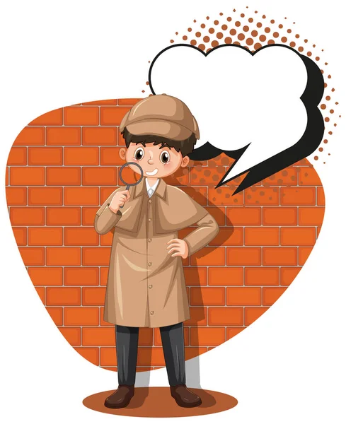 Detective Buscando Pistas Ilustración Plantillas — Vector de stock