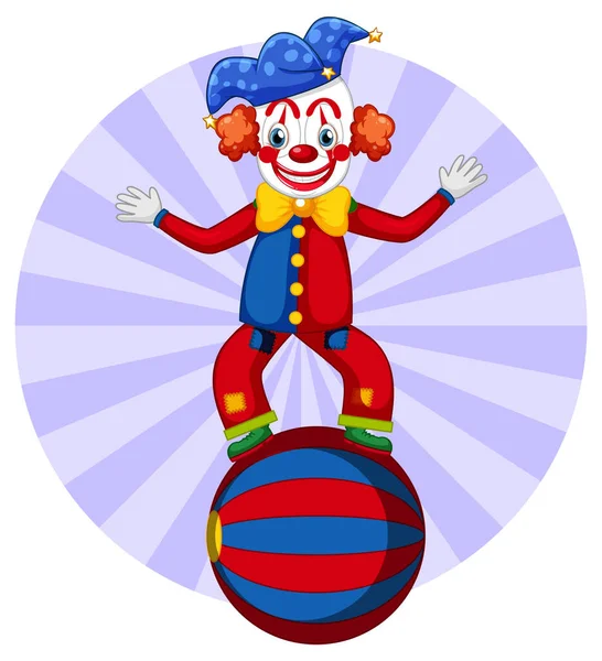Mignon Clown Performant Avec Illustration Boule — Image vectorielle