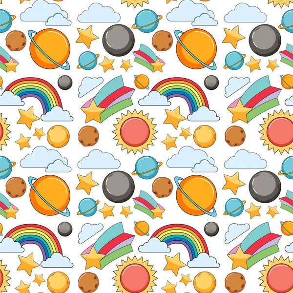 Seamless Background Design Sun Moon Illustration — Stock Vector