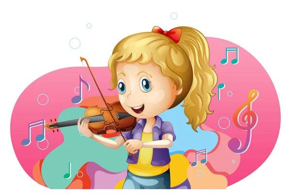 Nette Cartoon Figur Mit Musikinstrument Illustration — Stockvektor