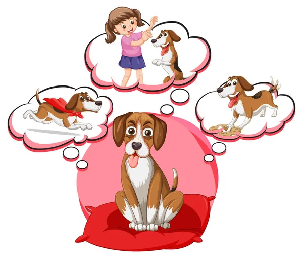 Dog Thinking Many Callouts Illustration — Stock Vector