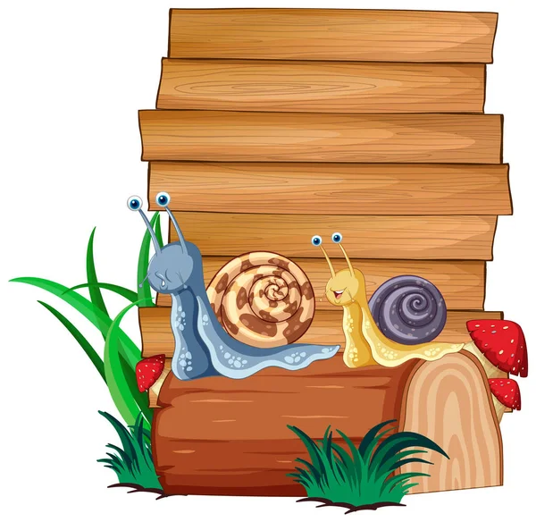 Sign Board Snail White Background Illustration — Stock Vector