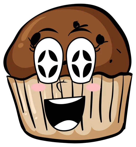 Cupcake Con Ilustración Cara Feliz — Vector de stock
