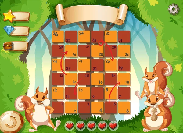 Game Design Eichhörnchen Park Hintergrund Illustration — Stockvektor