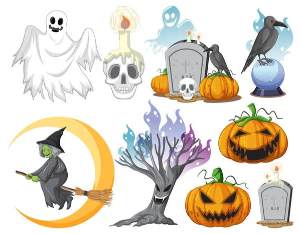 Set Witches Wizard Objects Illustration — Stock Vector