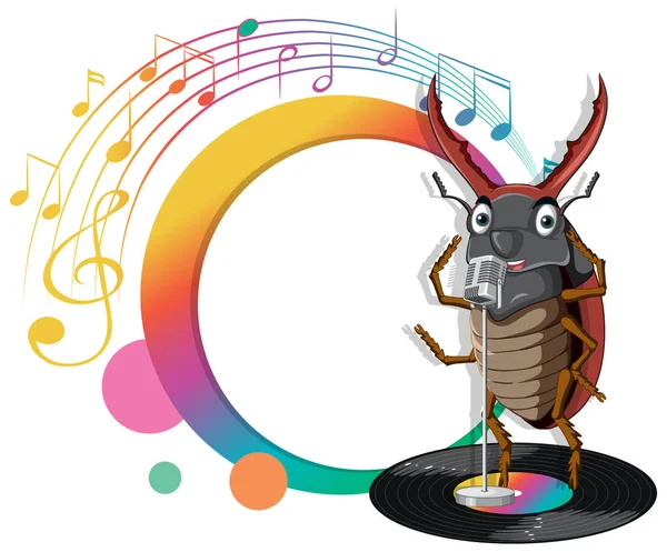 Singer Beetle Cartoon Character Illustration — Stock Vector