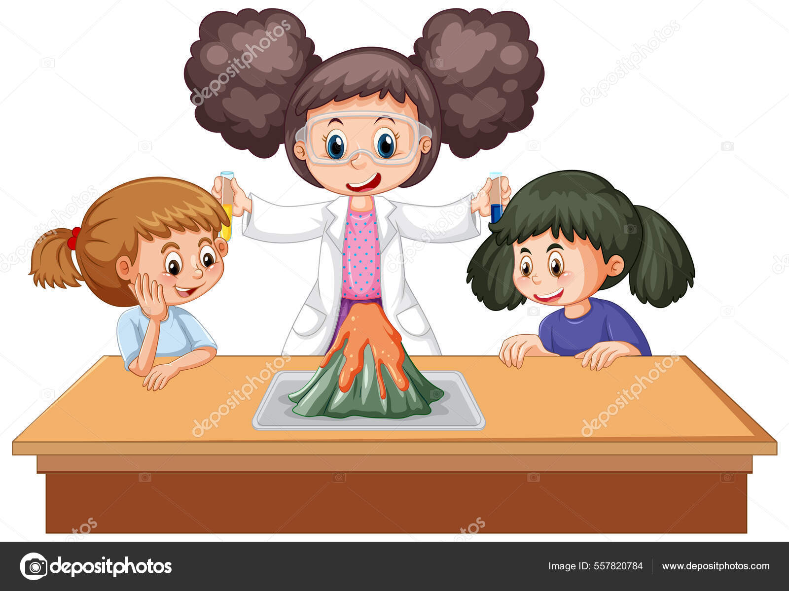 Cartoon Girl Science Teacher