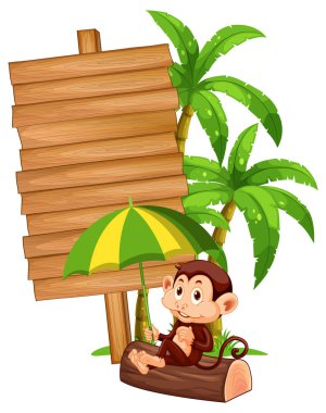 Şirin maymun resimli boş ahşap tabela