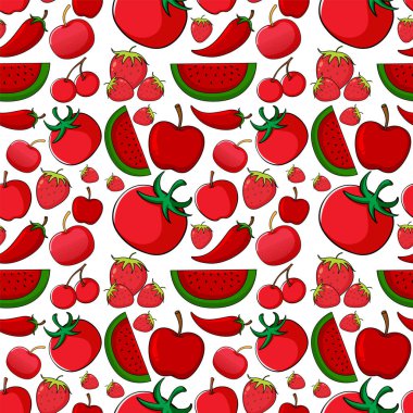 Kırmızı renkli meyvelerle kusursuz arkaplan tasarımı