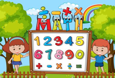 Matematik sembolleriyle 0 'dan 9' a