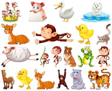 Hayvan karikatür karakter resimde kümesi