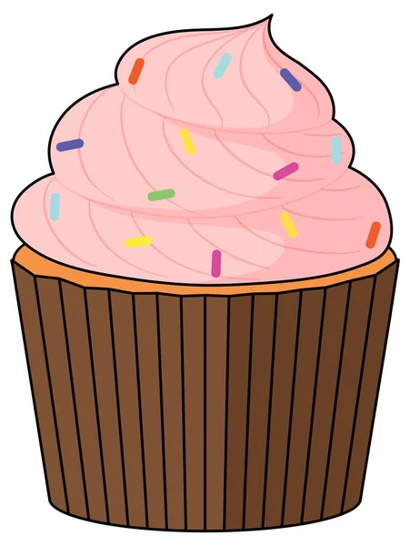 上のイラストにピンククリームのカップケーキ — ストックベクタ