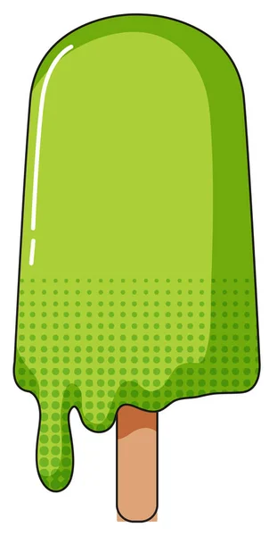 緑色のポプシクルが棒のイラストで溶ける — ストックベクタ