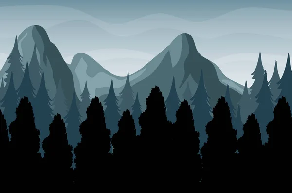 Siluet Bayangan Pemandangan Hutan Ilustrasi - Stok Vektor