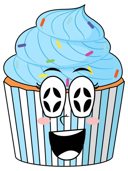 Cupcake Avec Illustration Crème Bleue — Image vectorielle