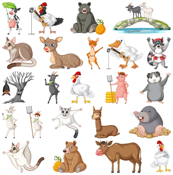 Conjunto Diferentes Niños Animales Ilustración — Archivo Imágenes Vectoriales