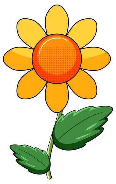 Gelbe Blume Mit Blättern Illustration — Stockvektor