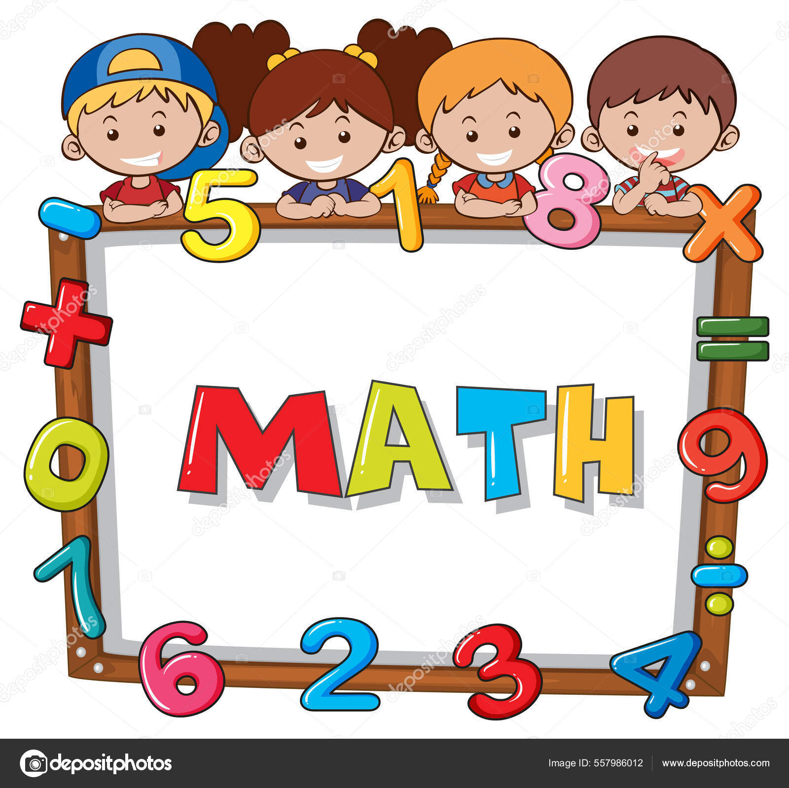 Palavra Matemática Bordo Com Desenhos Animados Crianças Ilustração ...