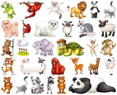 Hayvan karikatür karakter resimde kümesi
