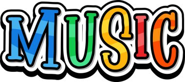 Beyaz arkaplan illüstrasyonunda kelime müziği için yazı tipi tasarımı