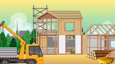 Ev inşaatı olay yeri illüstrasyonu