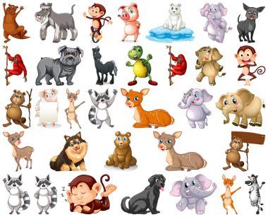 Hayvan karikatür karakter resimde kümesi