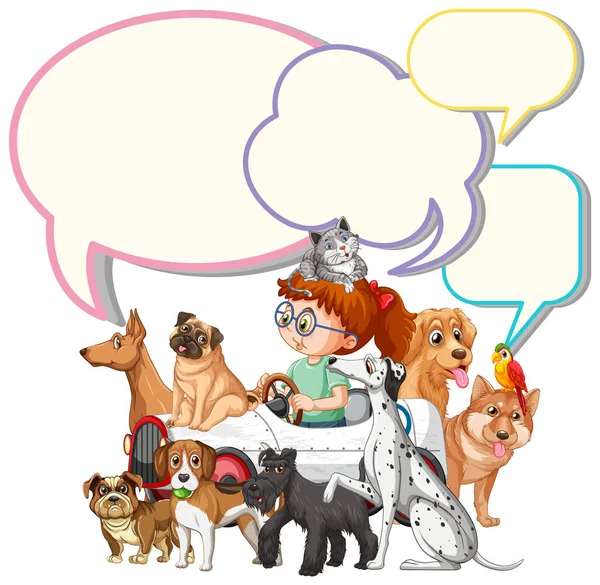 Speech Bubbles Design Kid Pets Illustration — Stock Vector