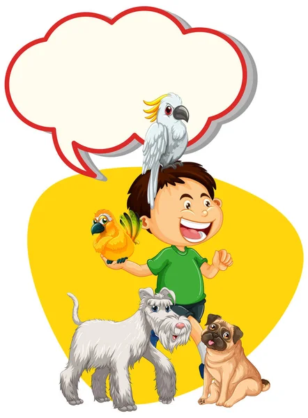 Πρότυπο Φούσκα Ομιλίας Αγόρι Και Κατοικίδιο Ζώο Εικονογράφηση — Διανυσματικό Αρχείο