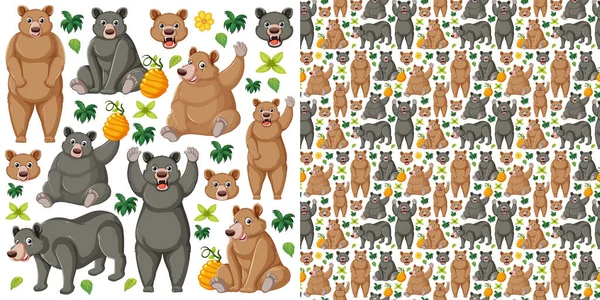 Leuke Dieren Cartoon Naadloze Achtergrond Illustratie — Stockvector