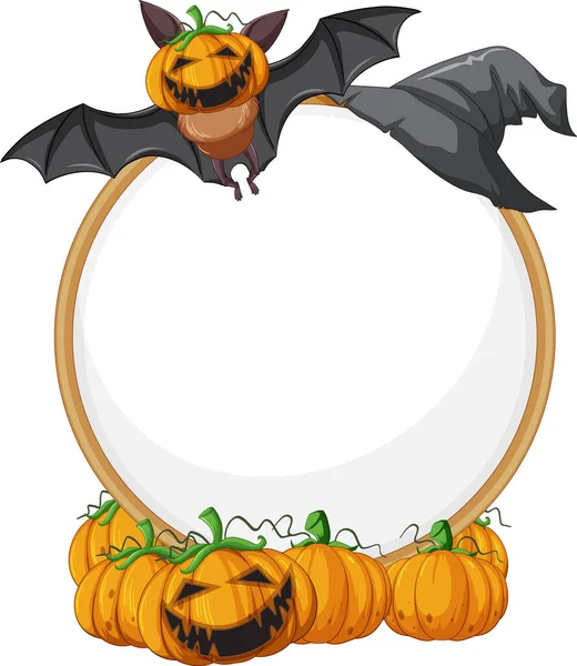 Panneau Bois Blanc Avec Chauve Souris Dans Illustration Thème Halloween — Image vectorielle