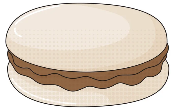 Bruine Macaron Met Crème Illustratie — Stockvector
