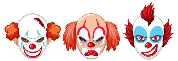 Uppsättning Clown Ansiktsuttryck Illustration — Stock vektor