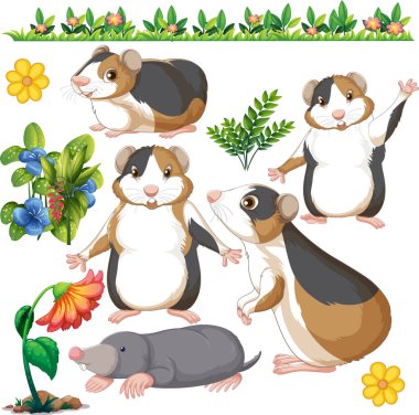 Vahşi hayvan resimleriyle kusursuz desen.